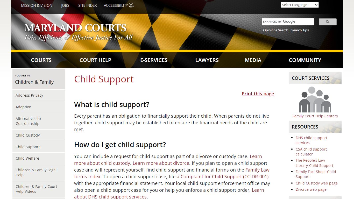 Child Support | Maryland Courts